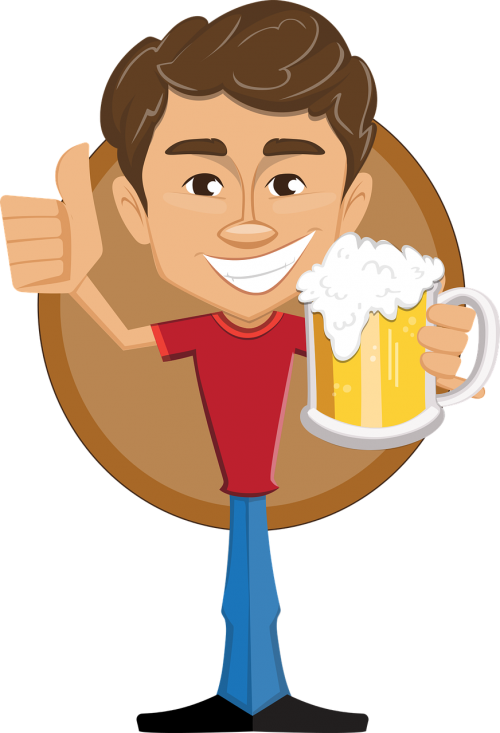 man beer thumbs-up