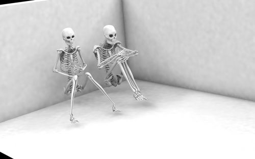 man woman skeletons