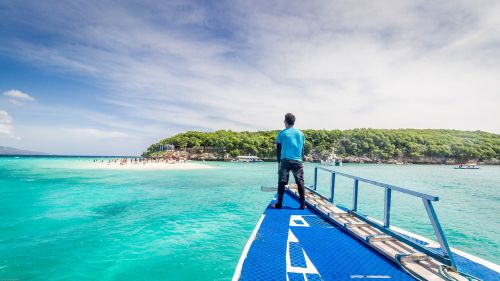 man boat island