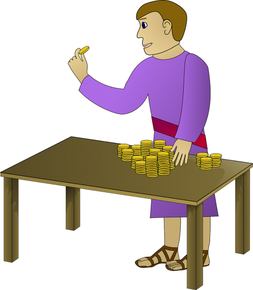 man counting money