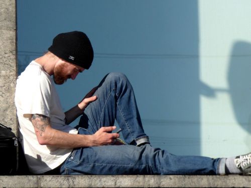 man reading mobile