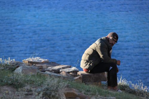 man lake nature