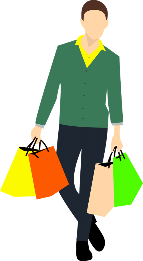 man shopping holding