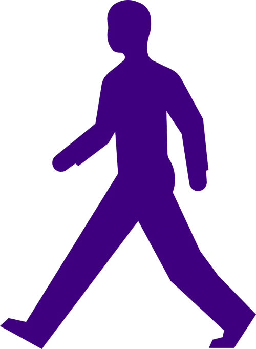 man walking purple