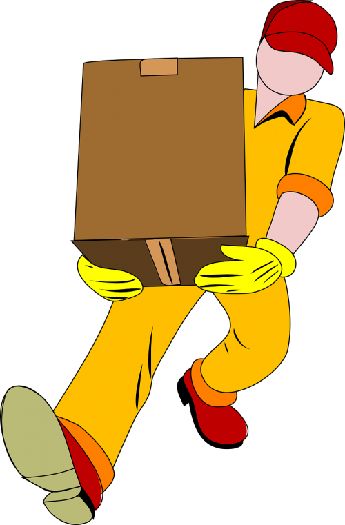 man carrying box