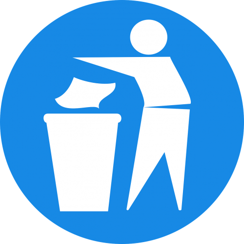 man recycling trash