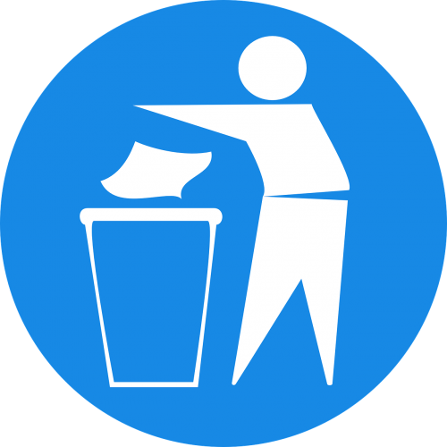 man recycling trash