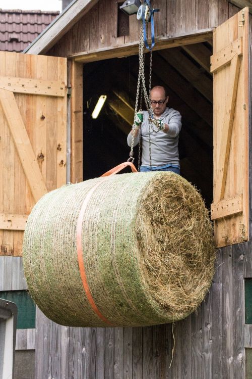 man work straw bales