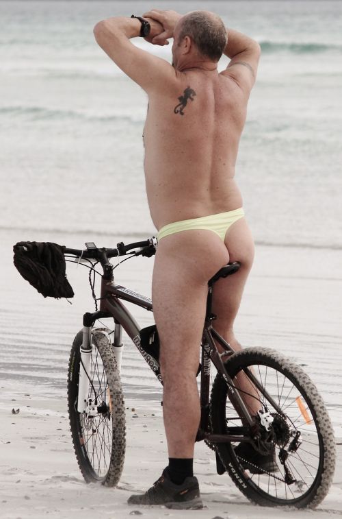 man bike beach