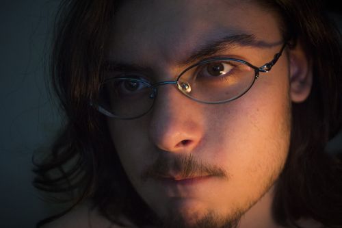 man glasses hair