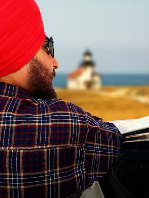 man by the sea turban portrait