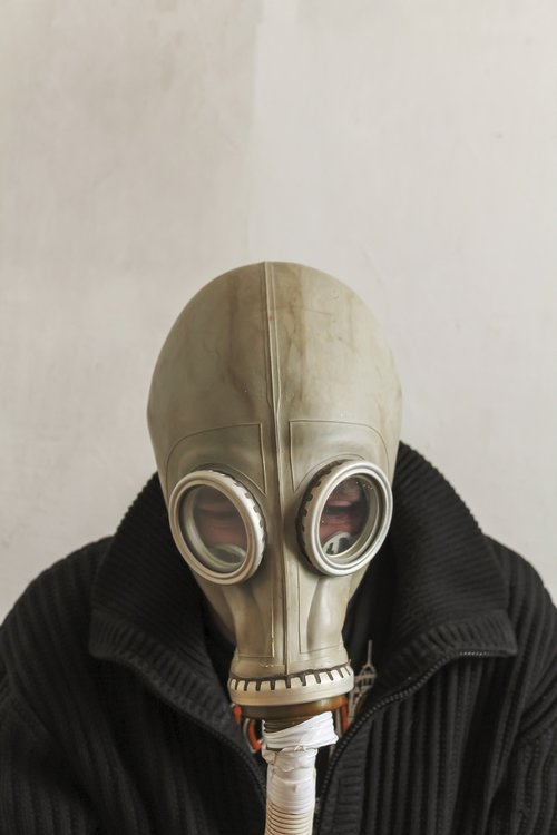 man in gas mask  gas mask  man
