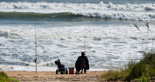 Man Surf Fishing