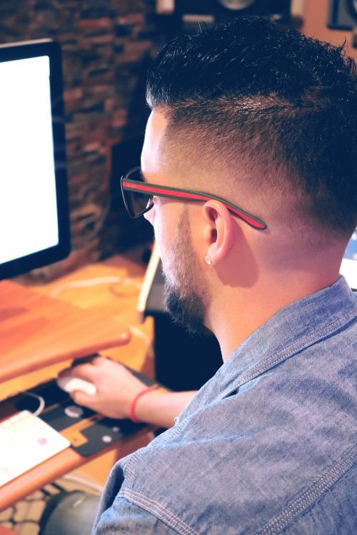 man using computer using computer computer