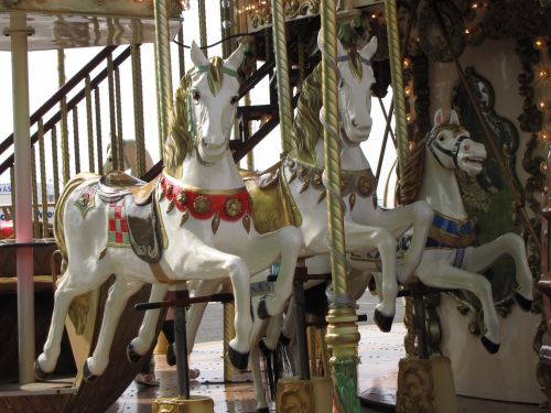 Carousel With Wooden Horses 2
