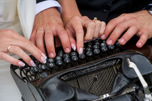 manicure fingers typewriter