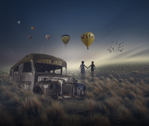 manipulation  balloons  old car