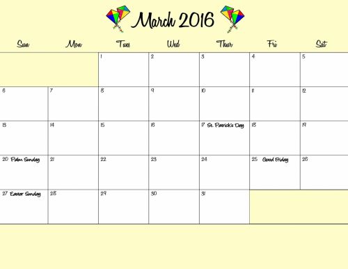 March 2016 Planner