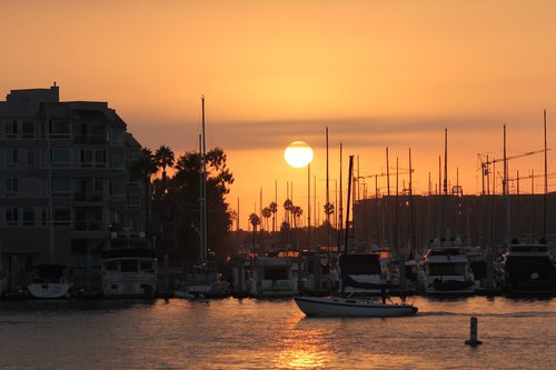 marina  boat  sunset