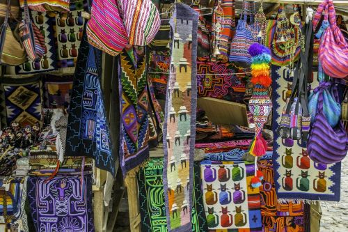 market colorful fabric