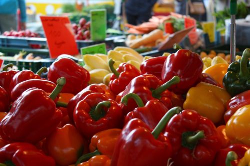 market stall red pepper vegetables