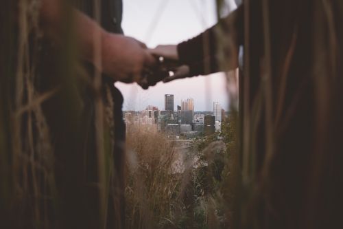 marriage cityscape hillside