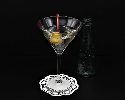 martini  olive  glass