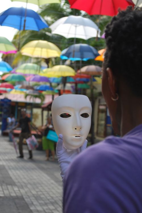 mask street umbrellas