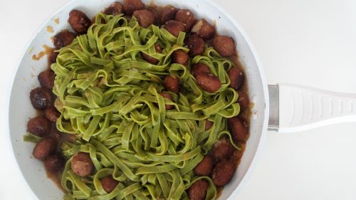 meat balls pasta spinach pasta