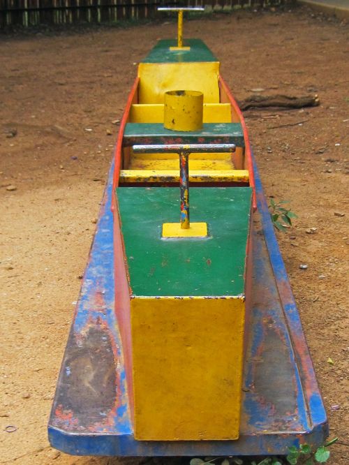 Mechanical Rocking Boat In Playground