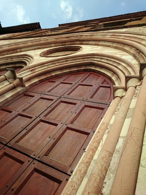 medieval town church door architecture