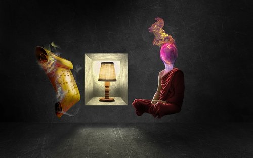 meditation  fire monk  lamp