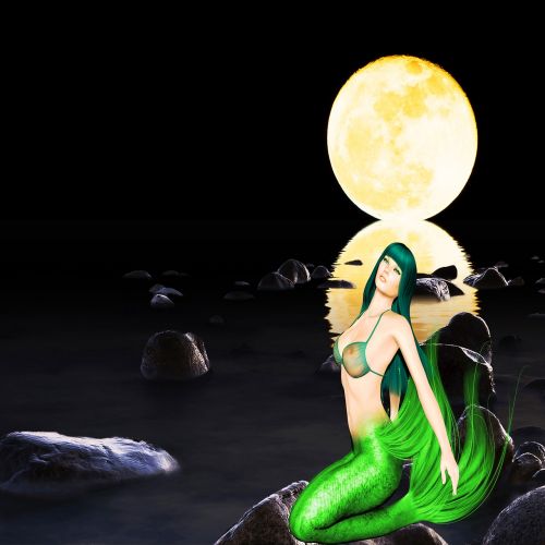 mermaid full moon water