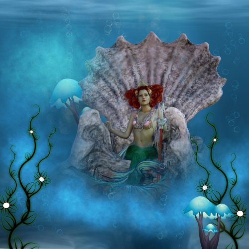 mermaid trident sea