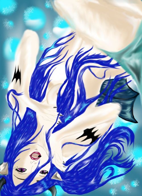 mermaid anime blue hair