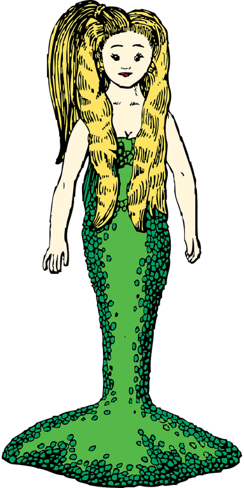 mermaid green blond hair