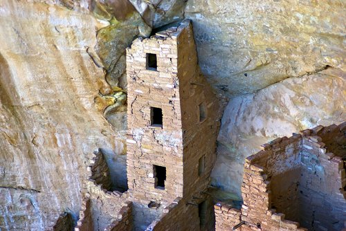 mesa verde square tower  cliff  dwelling