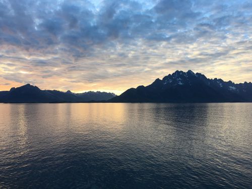 midnight sun fjords sea