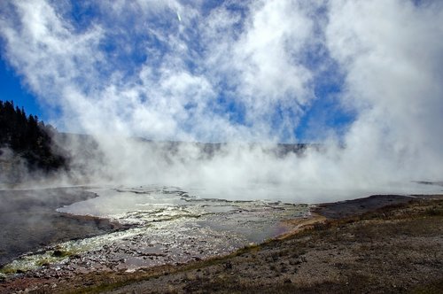 midway geyser basin runoff  hot  springs