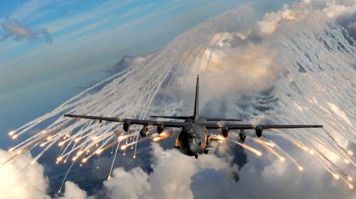 military aircraft flares drop
