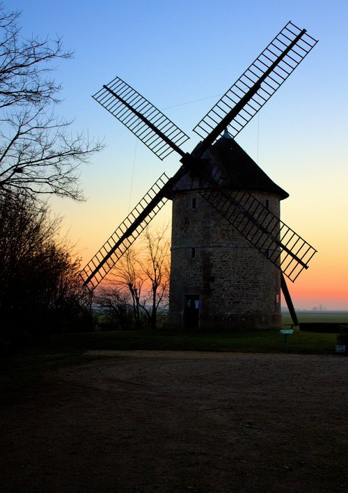 mill  sunset  silhouette