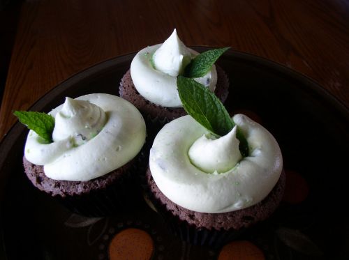 mint flavored cupcakes baked decorated