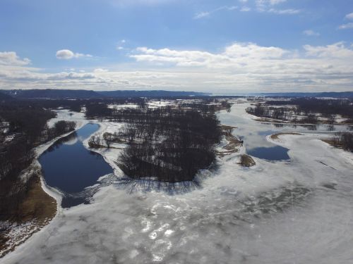 mississippi river blue sky drone