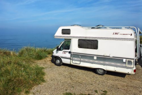 mobile home camper on the beach beach