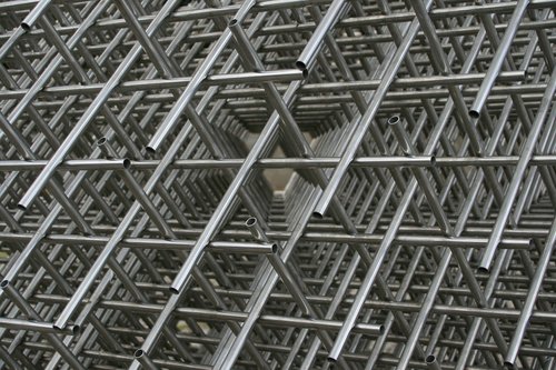 modern art  steel pipes  braid