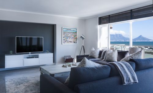 modern minimalist lounge sea view window