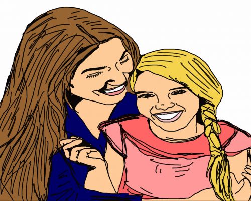 Mom &amp; Daughter Illustration