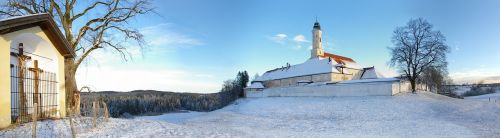 monastery winter snow