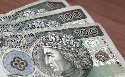 money  euro banknotes  polish zloty