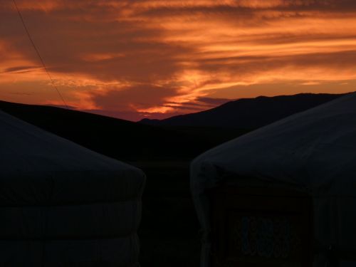 mongolia sunset asia